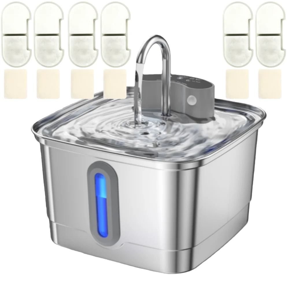 Smart Wireless Stainless Steel Cat Water Fountain With Motion Sensor 7