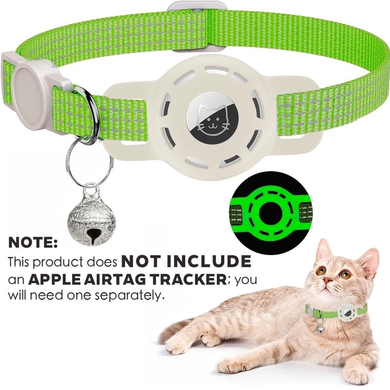 Reflective AirTag Cat Collar With Breakaway Safety Buckle Bell 13