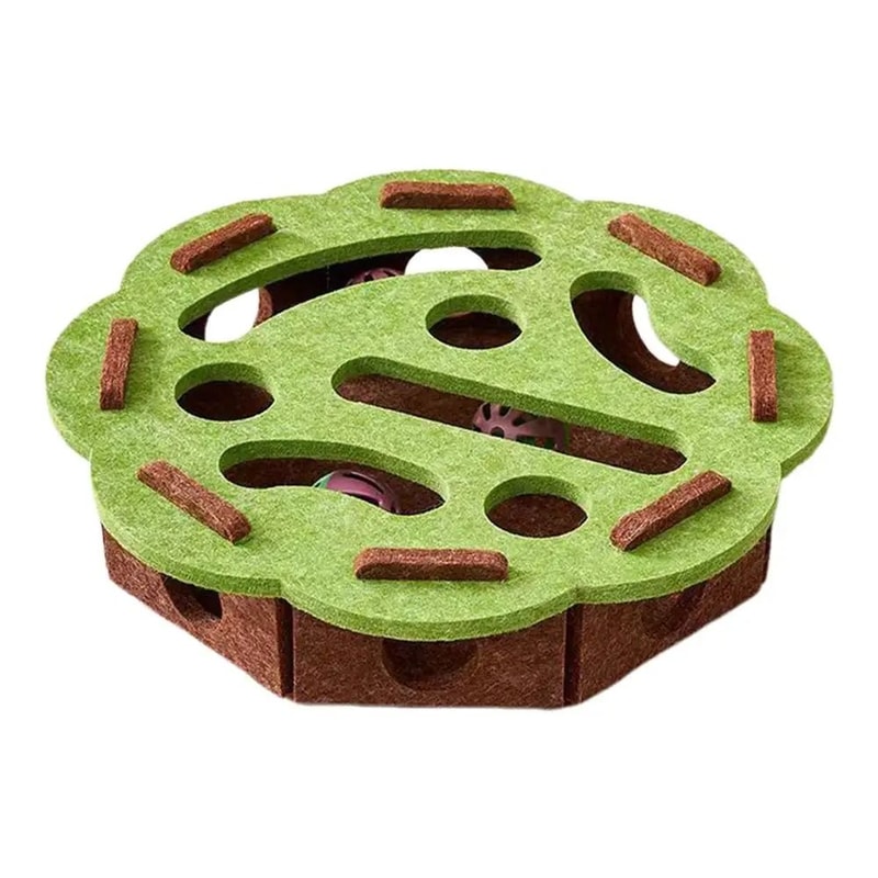 Felt Cat Puzzle Toy Maze Scratcher Box With Bell Ball For Indoor Cat Enrichment 6