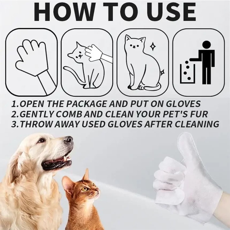 Unscented Extra Thick Pet Cleaning Wipes Grooming Gloves For Dogs And Cats No Rinse Deodorizing Dai 3