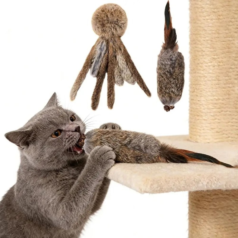 Plush Faux Rabbit Fur Cat Kicker Toy For Interactive Indoor Play 4