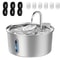 32L Stainless Steel Pet Water Fountain With Filter Visible Water Window 8