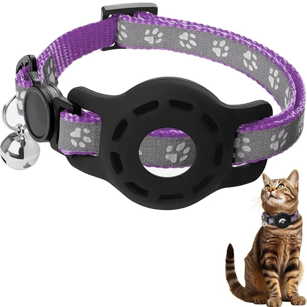 AirTag Cat Collar With Safety Breakaway Buckle Protective Tracker Holder 6
