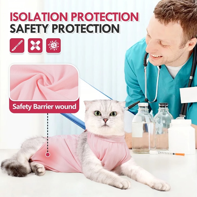Breathable Female Cat Recovery Suit For PostSurgery Healing Wound Protection 3