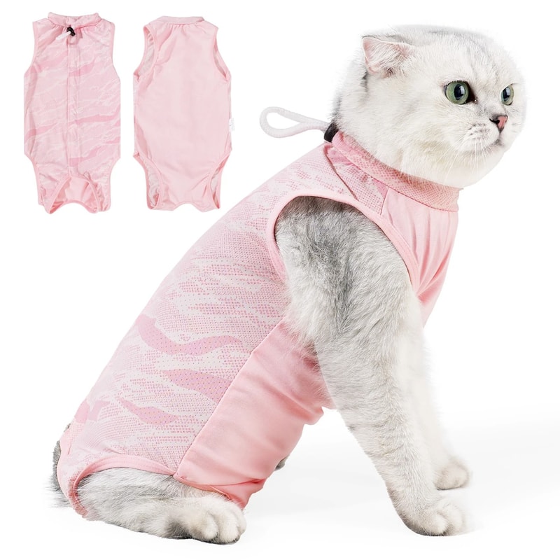 Breathable Female Cat Recovery Suit For PostSurgery Healing Wound Protection 7