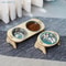2in1 Elevated Stainless Steel Pet Feeding Bowls With Wooden Stand 3