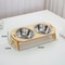 2in1 Elevated Stainless Steel Pet Feeding Bowls With Wooden Stand 7