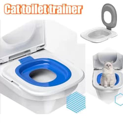 reusable cat toilet training kit – easy clean cat potty trainer with removable sand tray