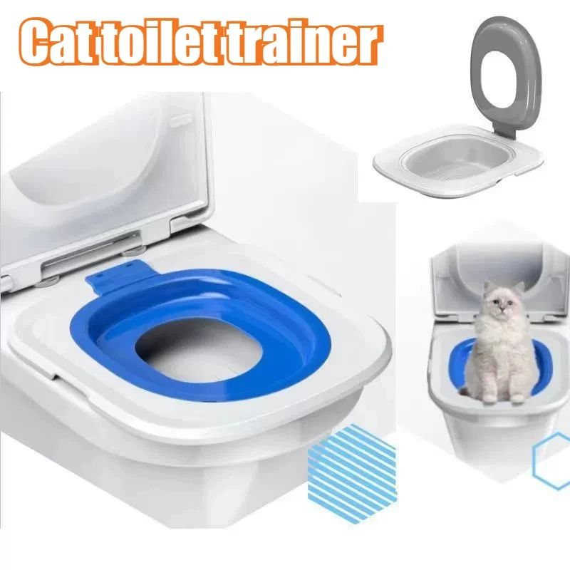 Reusable Cat Toilet Training Kit Easy Clean Cat Potty Trainer With Removable Sand Tray 0