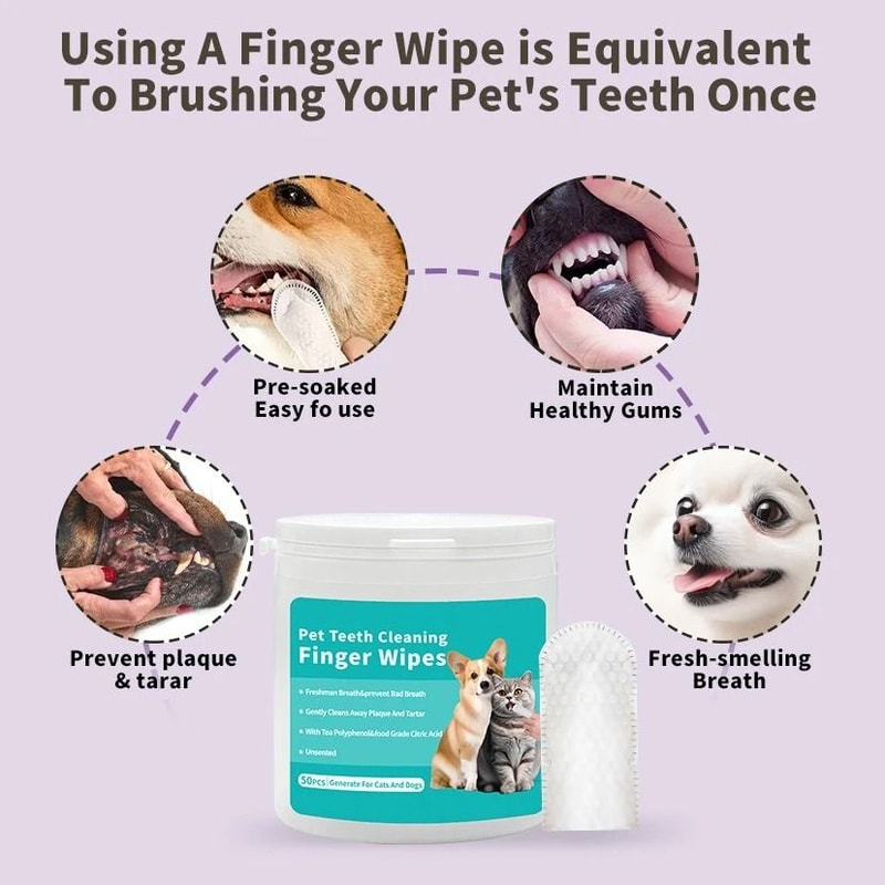 FreshPaw Disposable Finger Tooth Wipes For Dogs Cats Oral Care 3