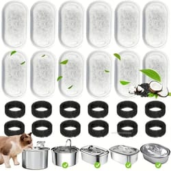 6/12 pack cat water fountain filters – activated carbon sponge replacement filters for stainless steel pet water dispens