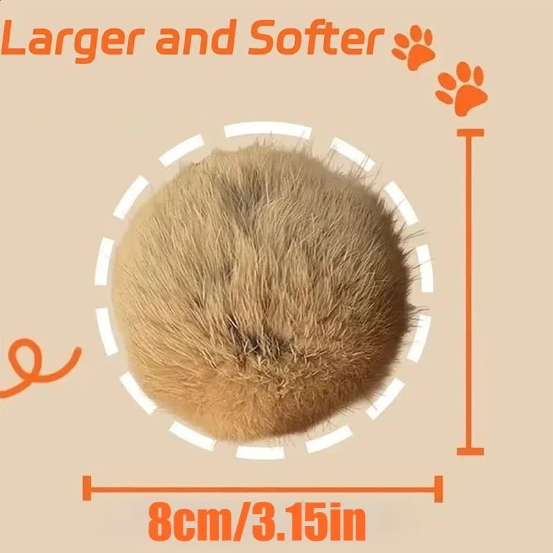 3PCS Interactive Catnip Toy Balls Rabbit Fur Plush Chasing Toys For Active Indoor Cats 5