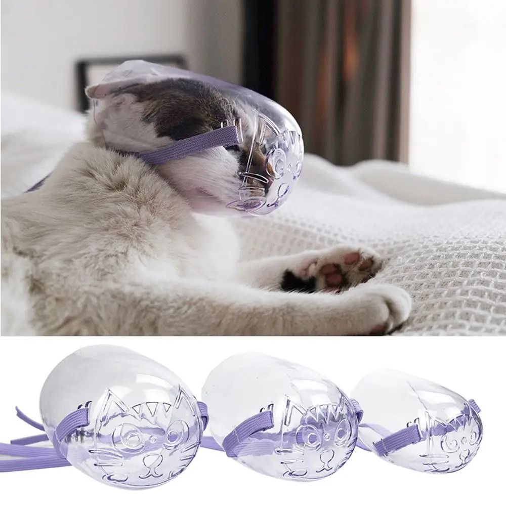 Transparent Cat Grooming Muzzle AntiBite Safety Mask For Grooming Bathing Veterinary Care 2