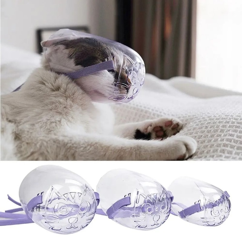 Transparent Cat Grooming Muzzle AntiBite Safety Mask For Grooming Bathing Veterinary Care 2