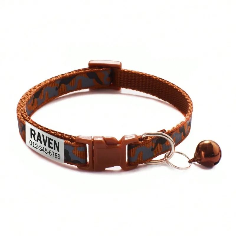 CamoGuard Personalized Pet Collar With Custom Name ID Tag Bell 9