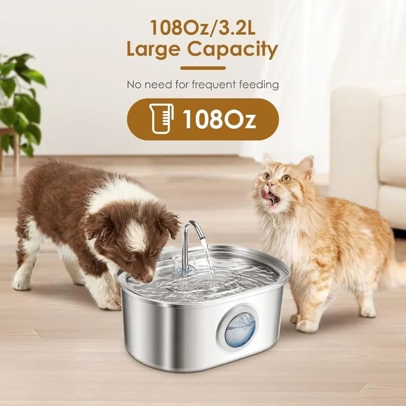 AquaSense 32L Stainless Steel Smart Pet Water Fountain For Cats Dogs 4