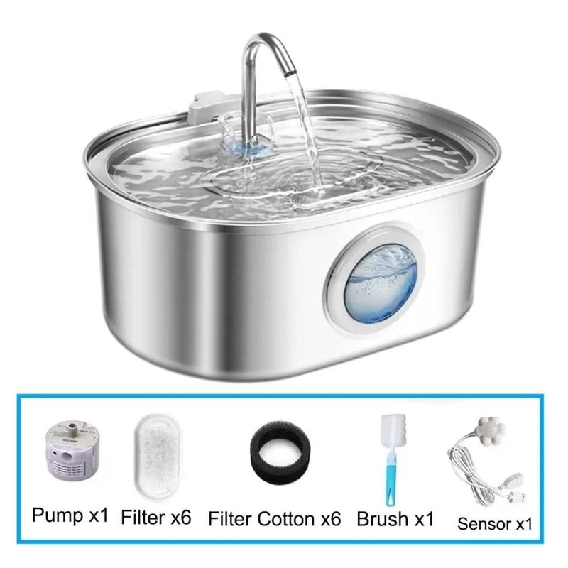 AquaSense 32L Stainless Steel Smart Pet Water Fountain For Cats Dogs 7