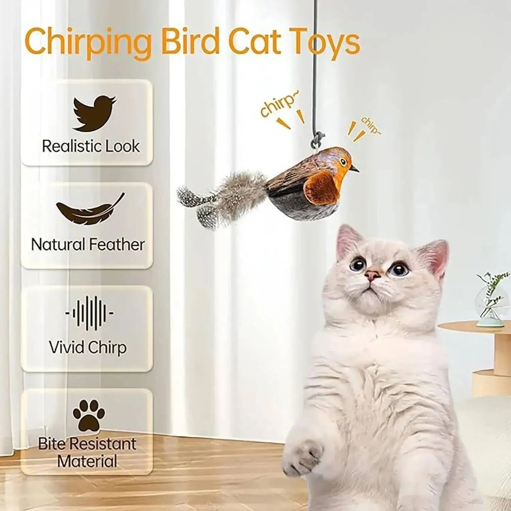 Interactive Bird Cat Toy With Sound Catnip Wall Hanging Chasing Toy For Indoor Cats 2