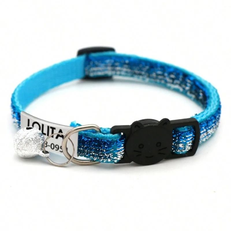 SparkleSafe Personalized Glitter Cat Collar With Custom Engraved ID Tag Breakaway Buckle 11