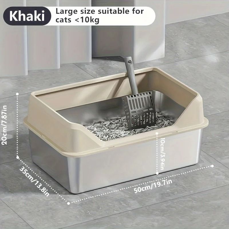 KEMORELA XL Stainless Steel Covered Cat Litter Box With High Sides Lid Scoop 6