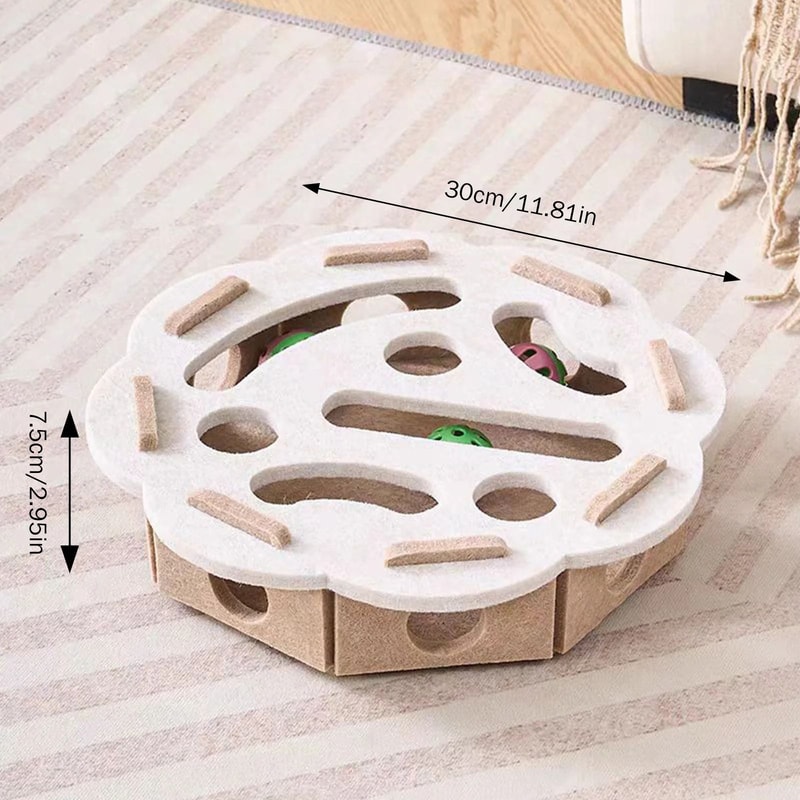 Interactive Cat Puzzle Toy Box Felt Ball Hunting Game For Indoor Exercise And Mental Stimulation 6