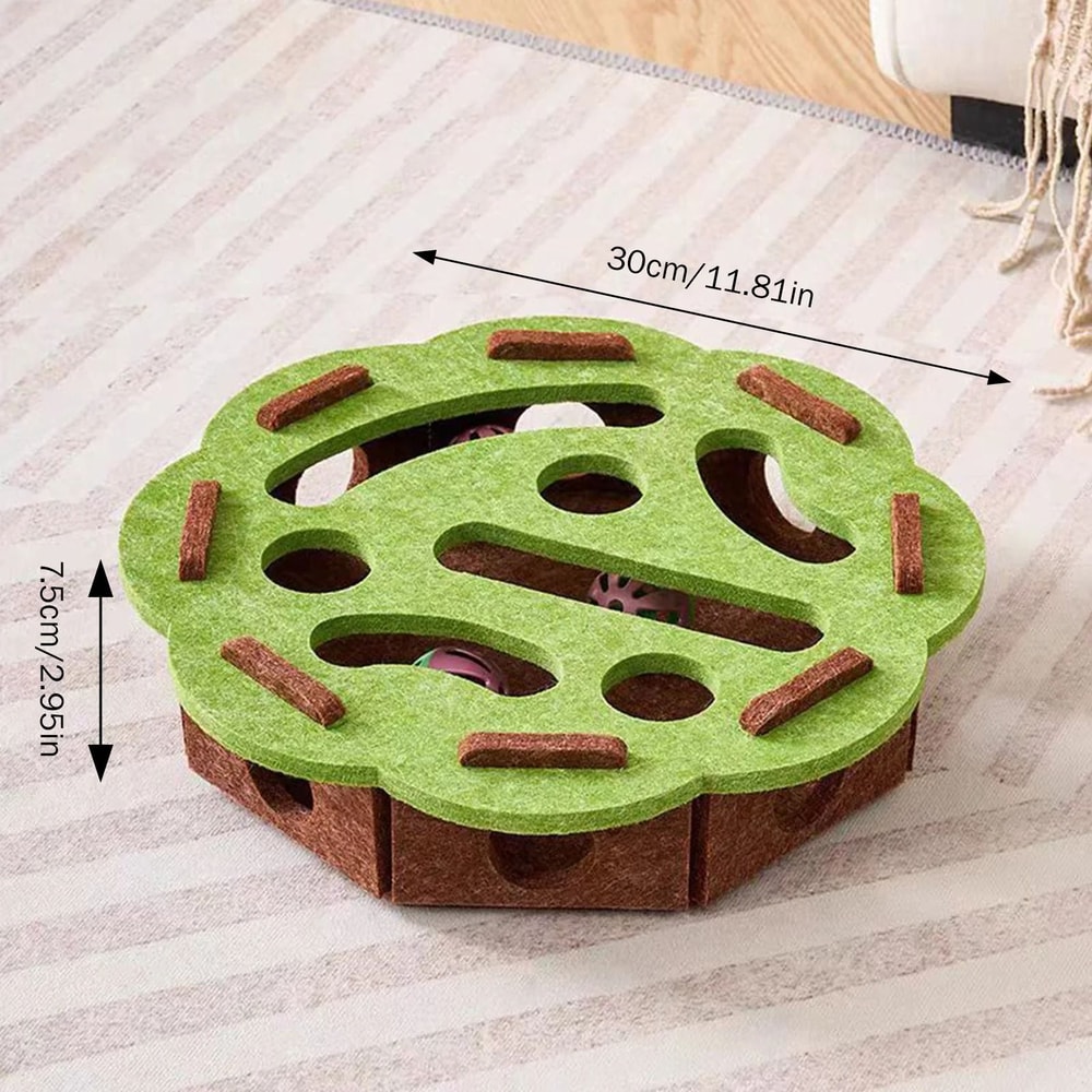 Interactive Cat Puzzle Toy Box Felt Ball Hunting Game For Indoor Exercise And Mental Stimulation 8