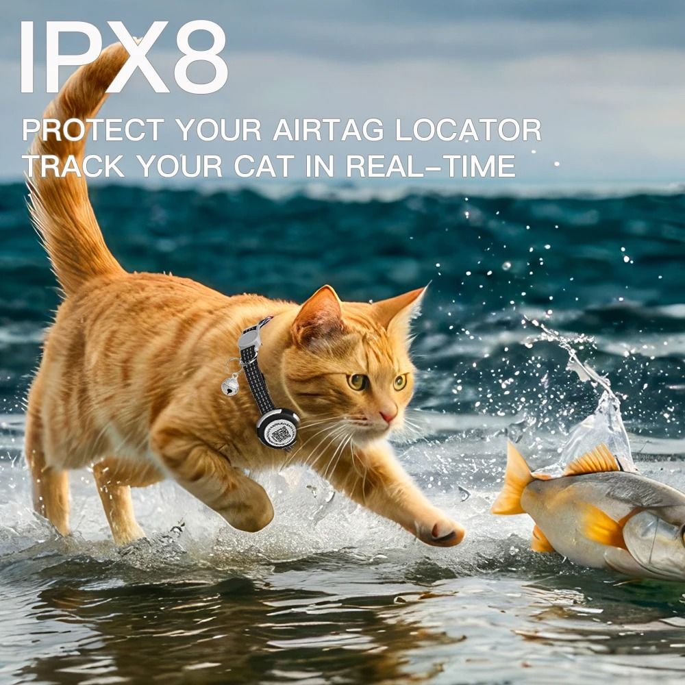 SafeTrack AirTag Cat Collar With QR ID Tag Reflective Safety Design 1