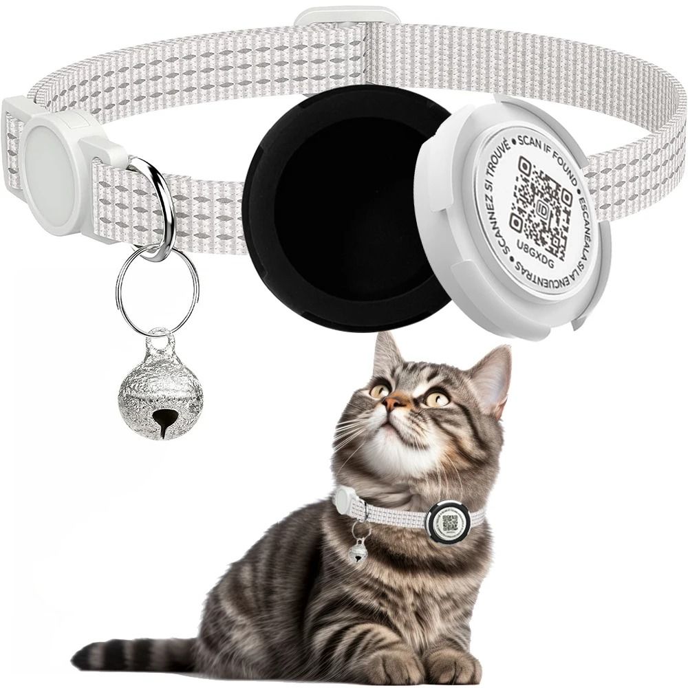 SafeTrack AirTag Cat Collar With QR ID Tag Reflective Safety Design 7