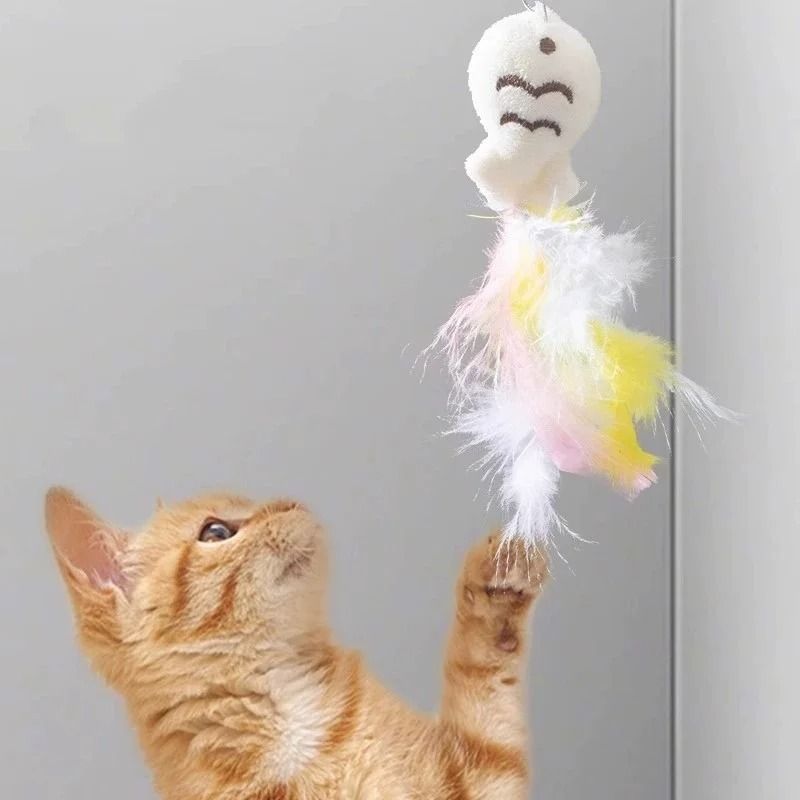 FeatherWhirl Interactive Cat Teaser Wand With Rotating Feather Flexible Steel Wire 5