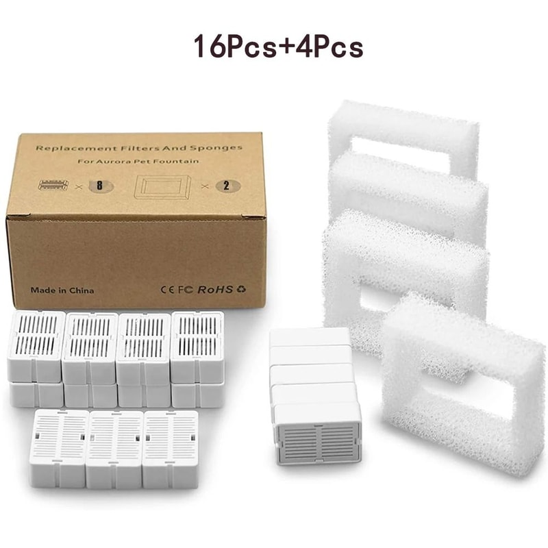 816 Pack Cat Water Fountain Filters With Foam PreFilters Activated Carbon Replacement Filter Set F 7