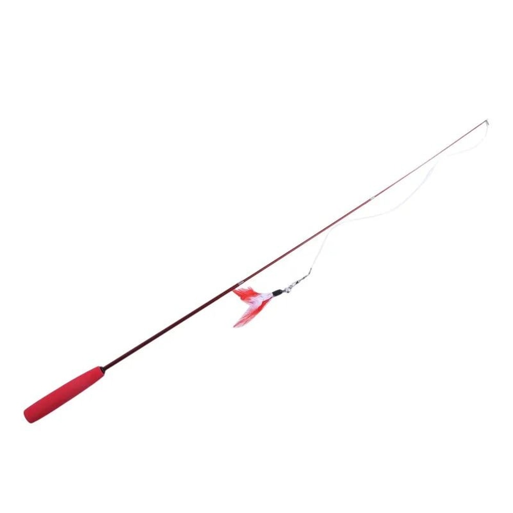 ExtendaPlay Telescopic Cat Teaser Wand With Feather Refill Head For Interactive Play 9
