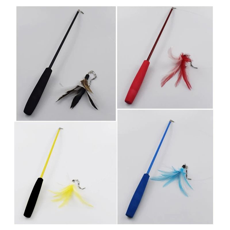 ExtendaPlay Telescopic Cat Teaser Wand With Feather Refill Head For Interactive Play 3