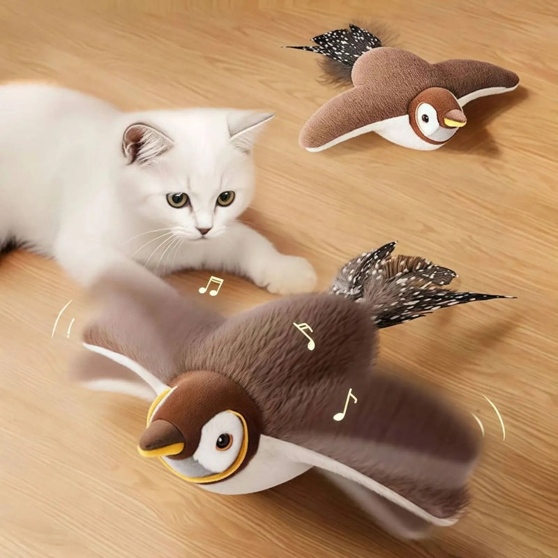 Rechargeable Chirping Flapping Bird Cat Toy With TouchActivated Motion 0