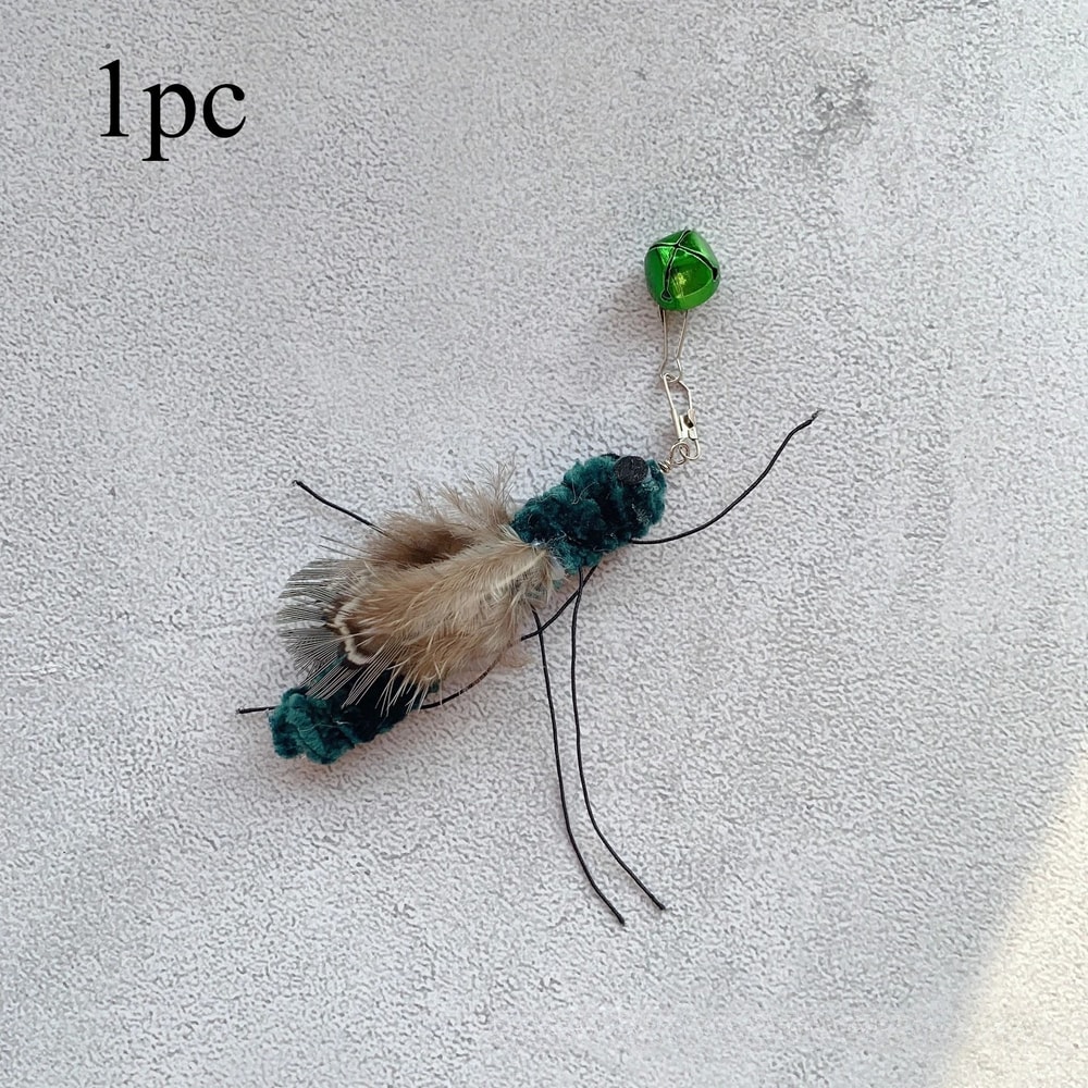 Interactive Insect Cat Wand Refills Plush Feather Bug Teaser Toy Replacement Set 9
