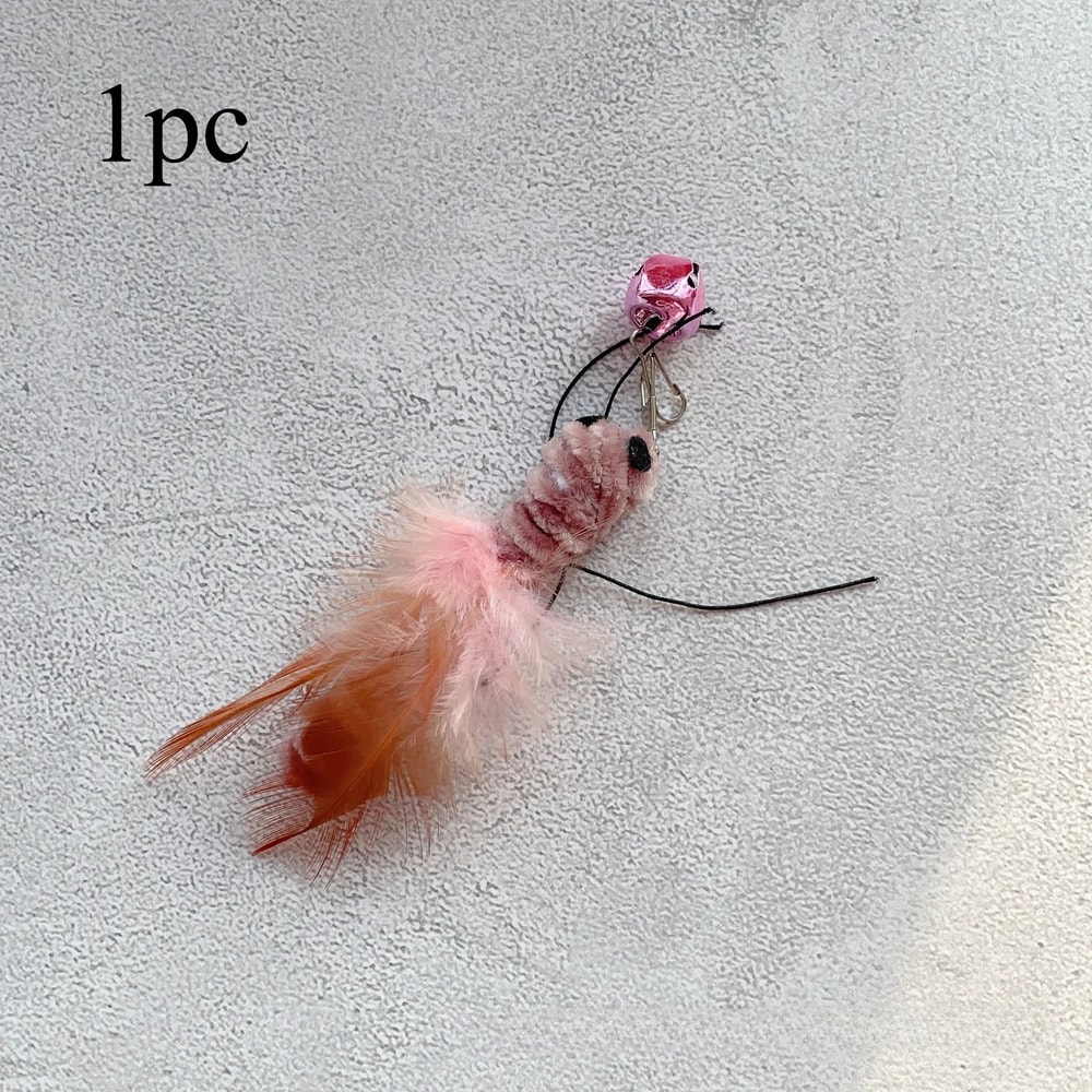 Interactive Insect Cat Wand Refills Plush Feather Bug Teaser Toy Replacement Set 10