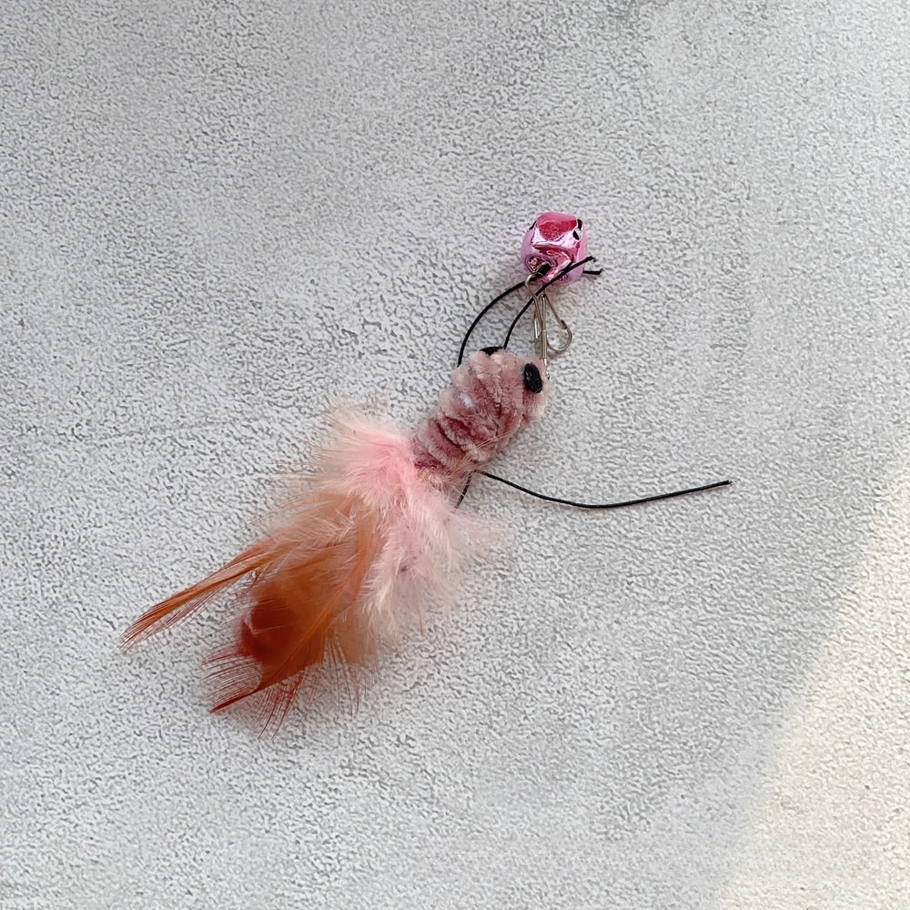 Interactive Insect Cat Wand Refills Plush Feather Bug Teaser Toy Replacement Set 2