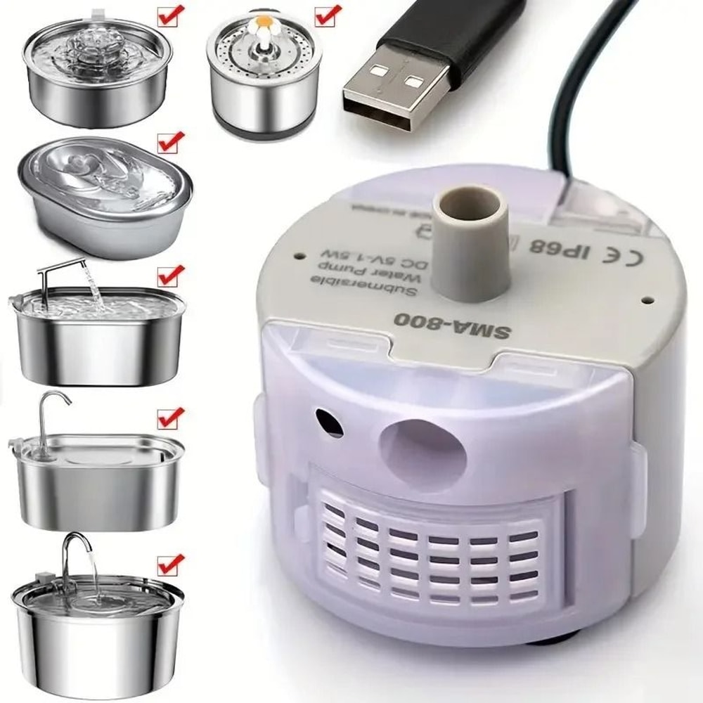 USB LED Cat Water Fountain Replacement Pump Ultra Quiet Pet Drinking Fountain Motor 6