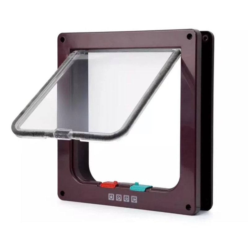 Weatherproof 4Way Locking Cat Door For Interior Exterior Doors Pet Flap For Cats Up To 20 Lbs 8