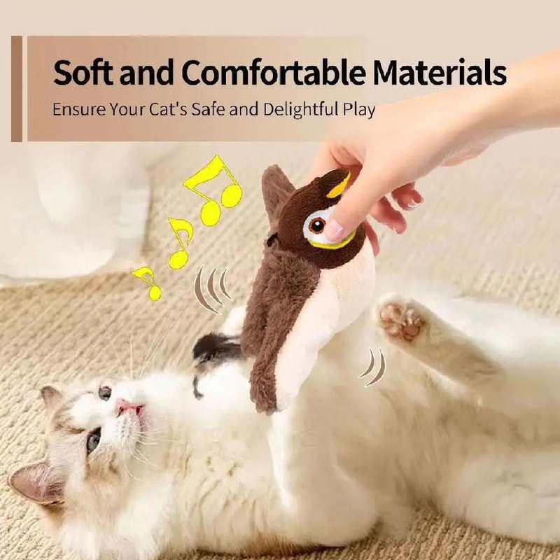 Interactive Flapping Bird Cat Toy With Catnip Rechargeable Chirping Flying Bird For Indoor Cats 1