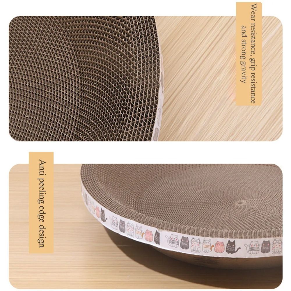Round Corrugated Cat Scratcher Bed For Claw Care Lounging Furniture Protection 4