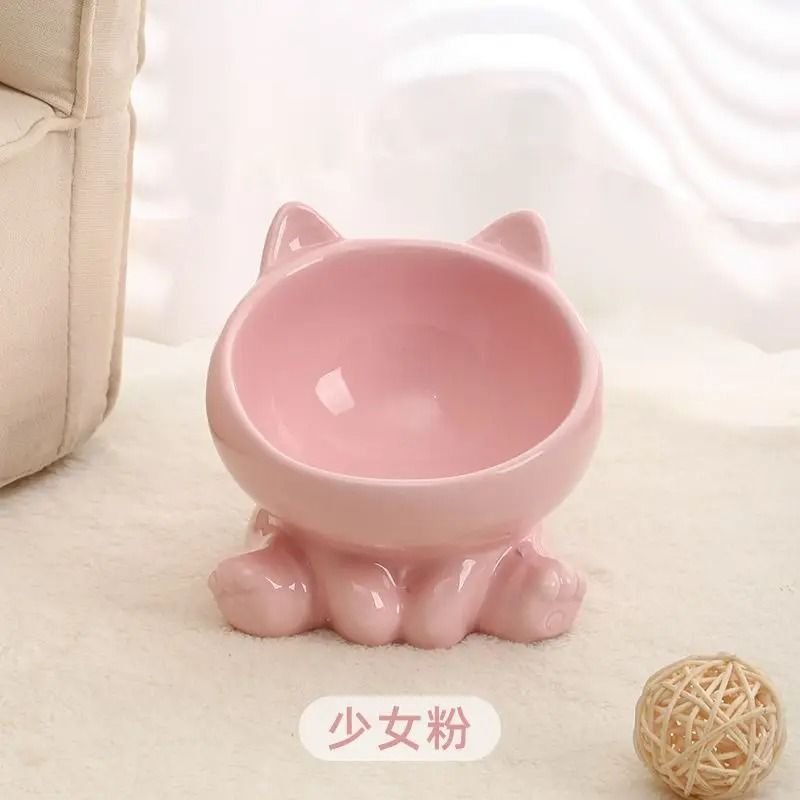 Elevated Tilted Ceramic Cat Bowl 8