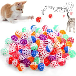 jingle bell cat toy balls set colorful plastic chase & pounce toys for cats and kittens