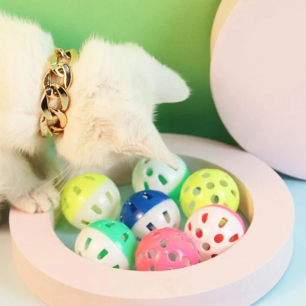 Jingle Bell Cat Toy Balls Set Colorful Plastic Chase Pounce Toys For Cats And Kittens 6