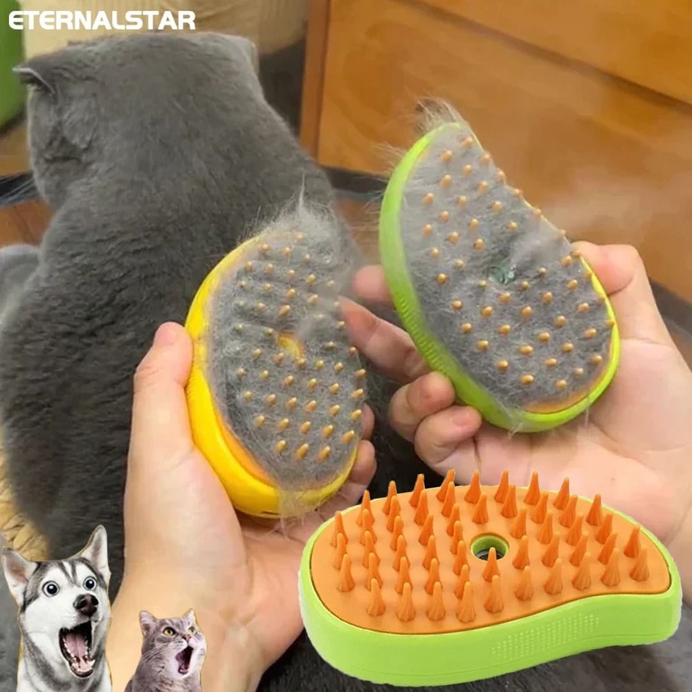 3in1 Steam Pet Grooming Brush With Spray Massage Deshedding Comb 0