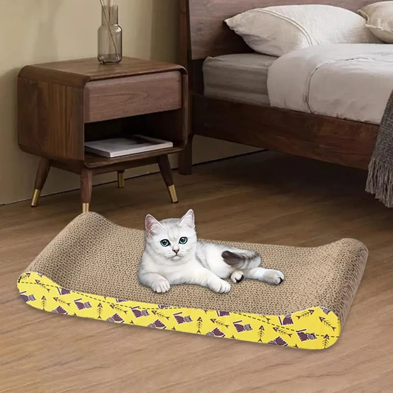Corrugated Cardboard Cat Scratcher Bed Lounge For Sleeping Playing Claw Care 9