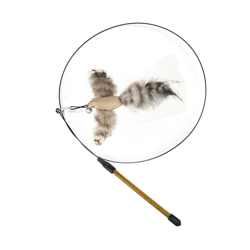 Interactive Feather Bird Cat Wand Toy With Bell Realistic Teaser For Kittens Cats 9