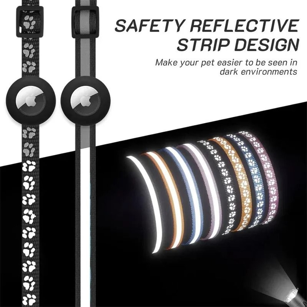 Reflective AirTag Cat Collar With Bell Adjustable GPS Tracking Collar For Cats Small Pets 3