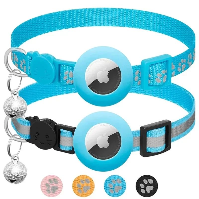 Reflective AirTag Cat Collar With Bell Adjustable GPS Tracking Collar For Cats Small Pets 14