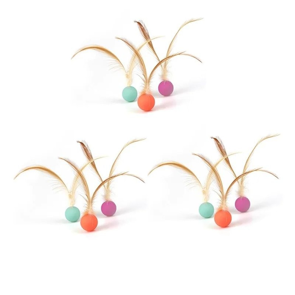 Feather Bounce Sports Ball Interactive Cat Toy For Active Kittens Pets 5