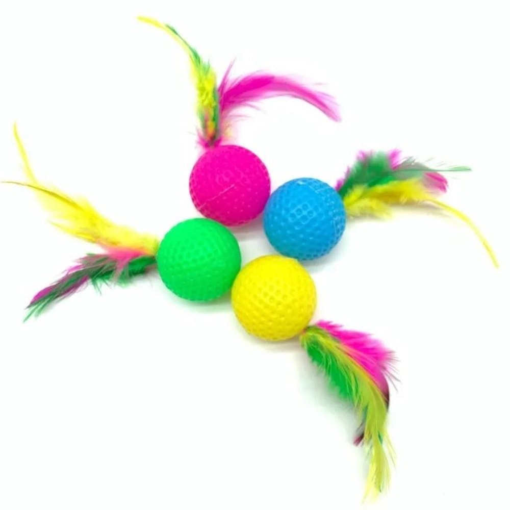 5Piece Feather Shuttlecock Crinkle Cat Balls For Interactive Indoor Play 3